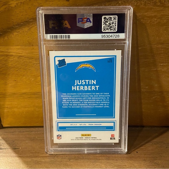 PSA 10 Justin Herbert 2020 Panini Donruss Rated Rookie - Picture 2 of 3